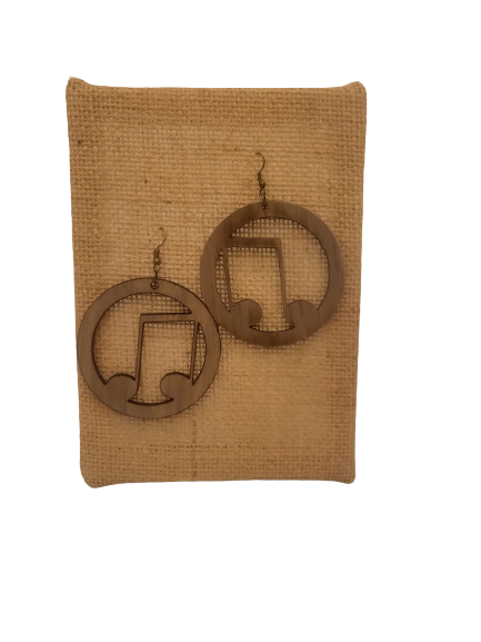 Music Note Wood Earrings