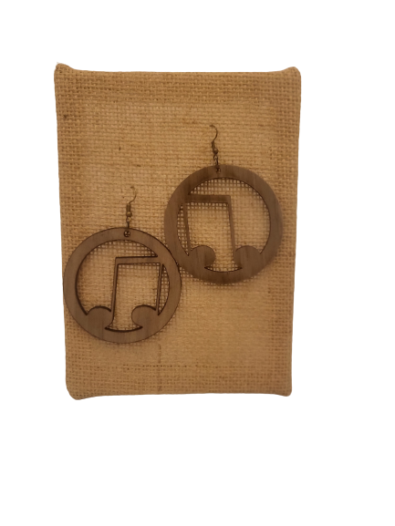 Music Note Wood Earrings